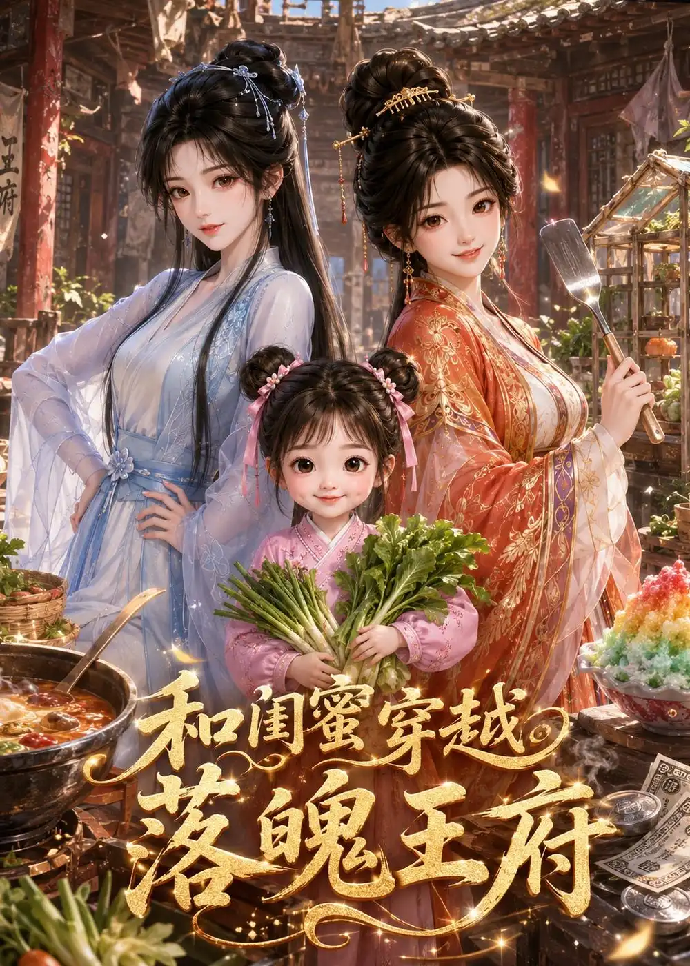 和闺蜜穿越落魄王府（46集）AI短剧