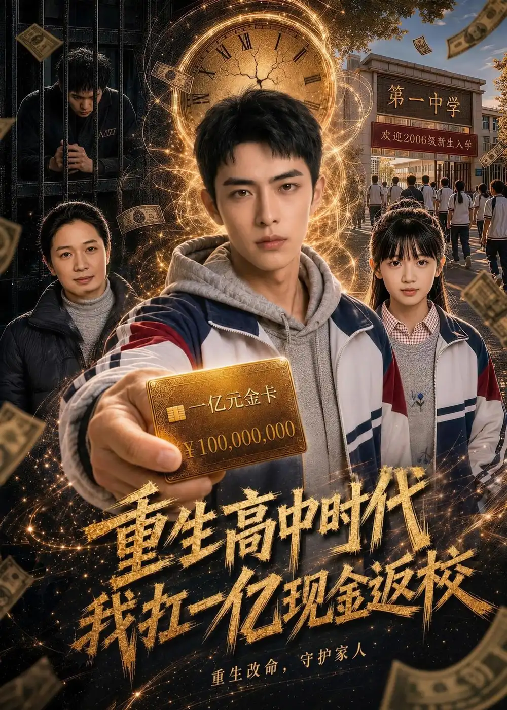 重生高中时代我扛一亿现金返校（70集）AI短剧