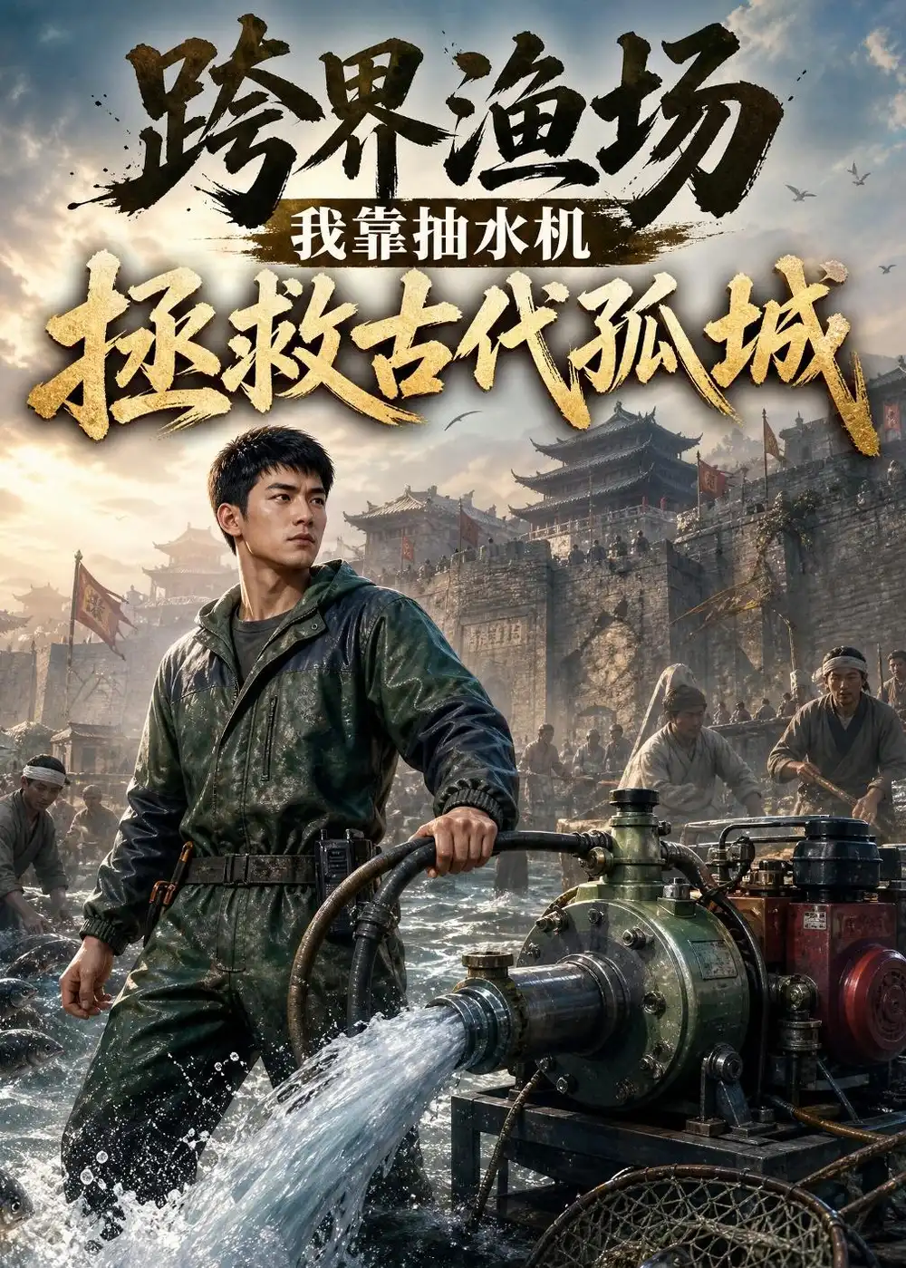 69-跨界渔场我靠抽水机拯救古代孤城（53集）Ai短剧