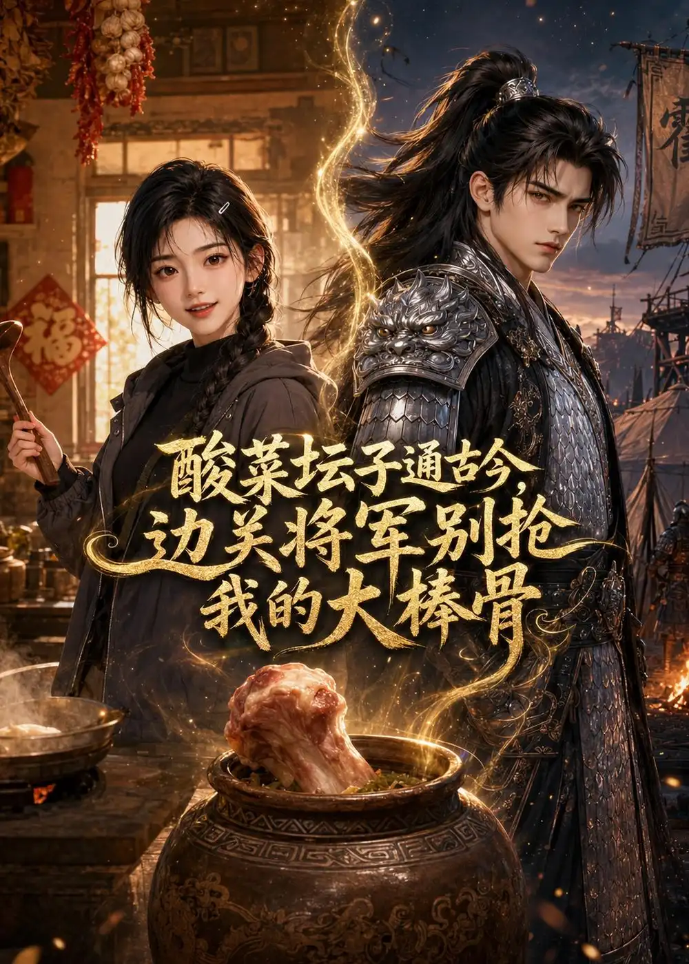 73-酸菜坛子通古今，边关将军别抢我的大棒骨（34集）AI短剧